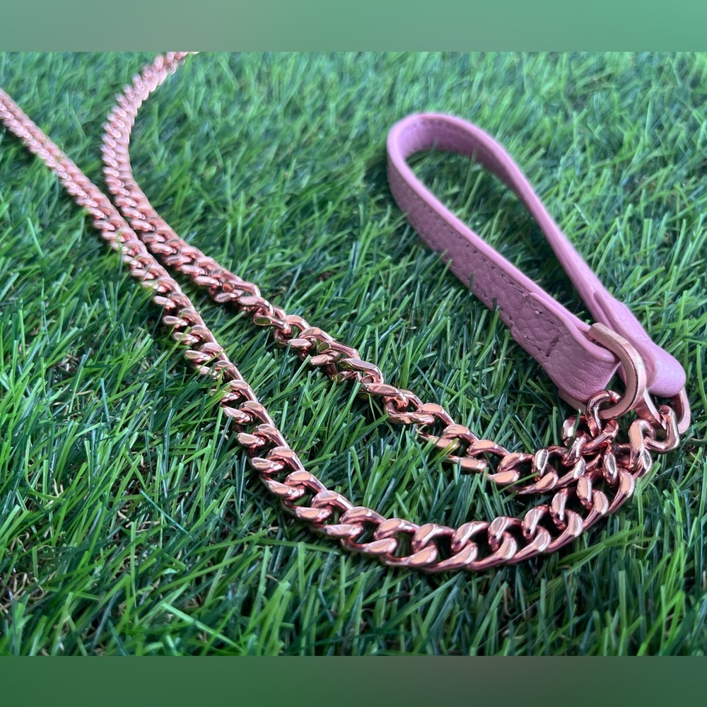 Ted Baker London Pink Pebble Leather and Rose Gold Chain Shoulder Bag - Picture 8 of 8